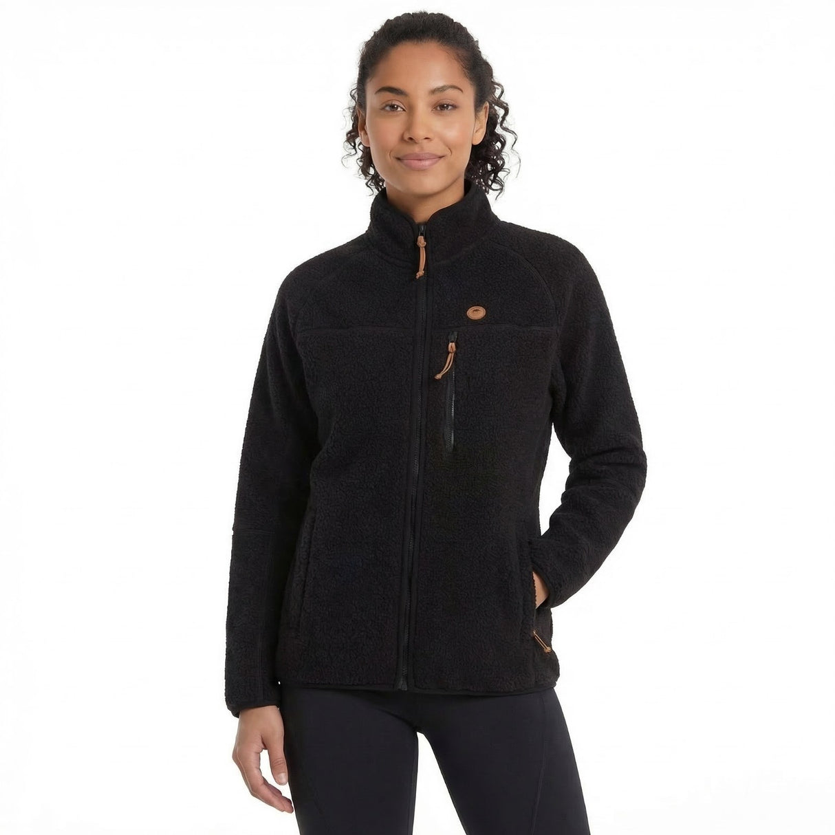 Trespass Womens Quake Leather Trim Fleece Jacket Black