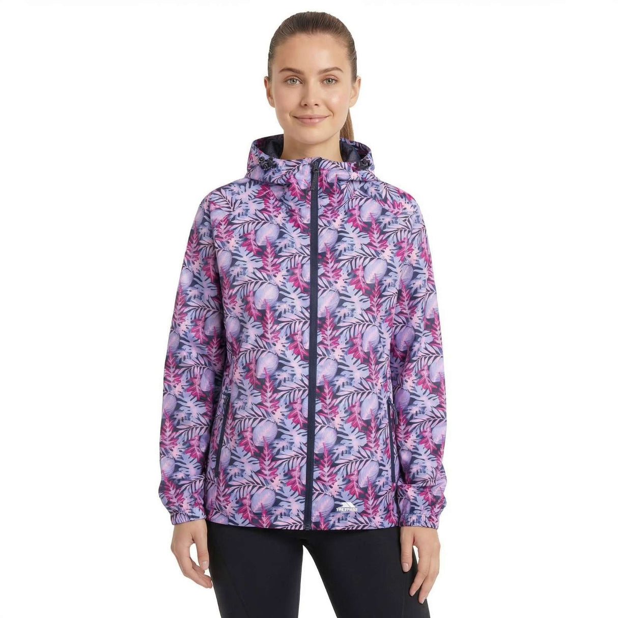 Trespass Womens Indulge Foliage Print Packaway Jacket Pink/Lilac