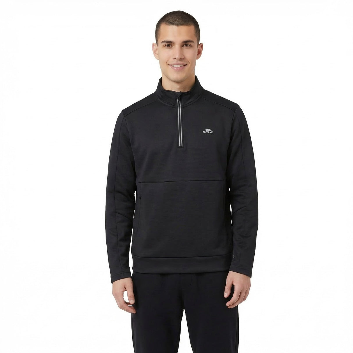Trespass Mens Jay Quarter Zip Long-Sleeved Top Black