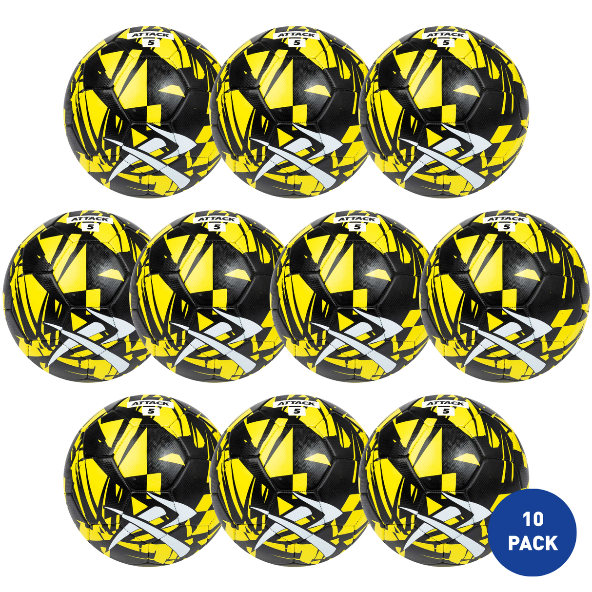 Rival Attack 5 Football Black/Yellow - 10 Pack