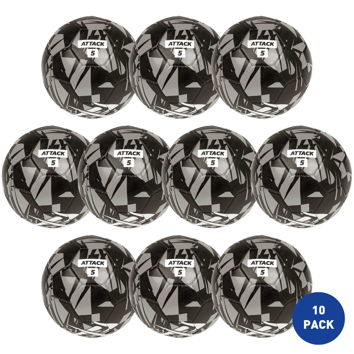 Rival Attack 5 Football Black/Silver - 10 Pack