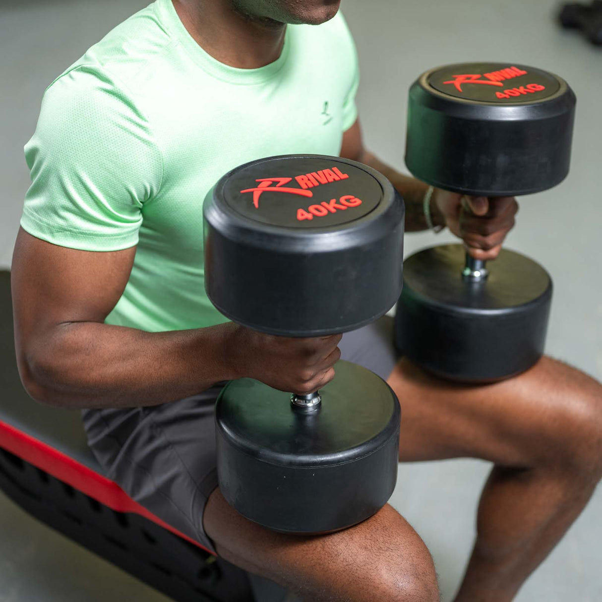 Rival Round Rubber Dumbbells - 40kg Pair