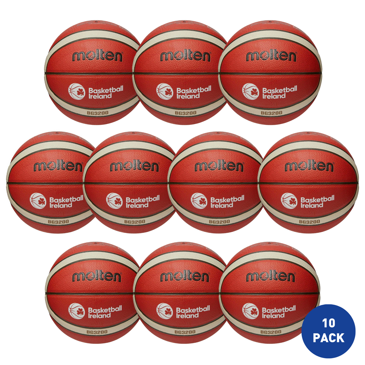 Molten Basketball Ireland Indoor/Outdoor Basketball Size 6 - 10 Pack