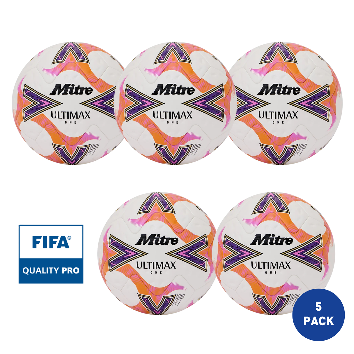 Mitre Ultimax One 2026 FIFA Quality Pro Football - 5 Pack