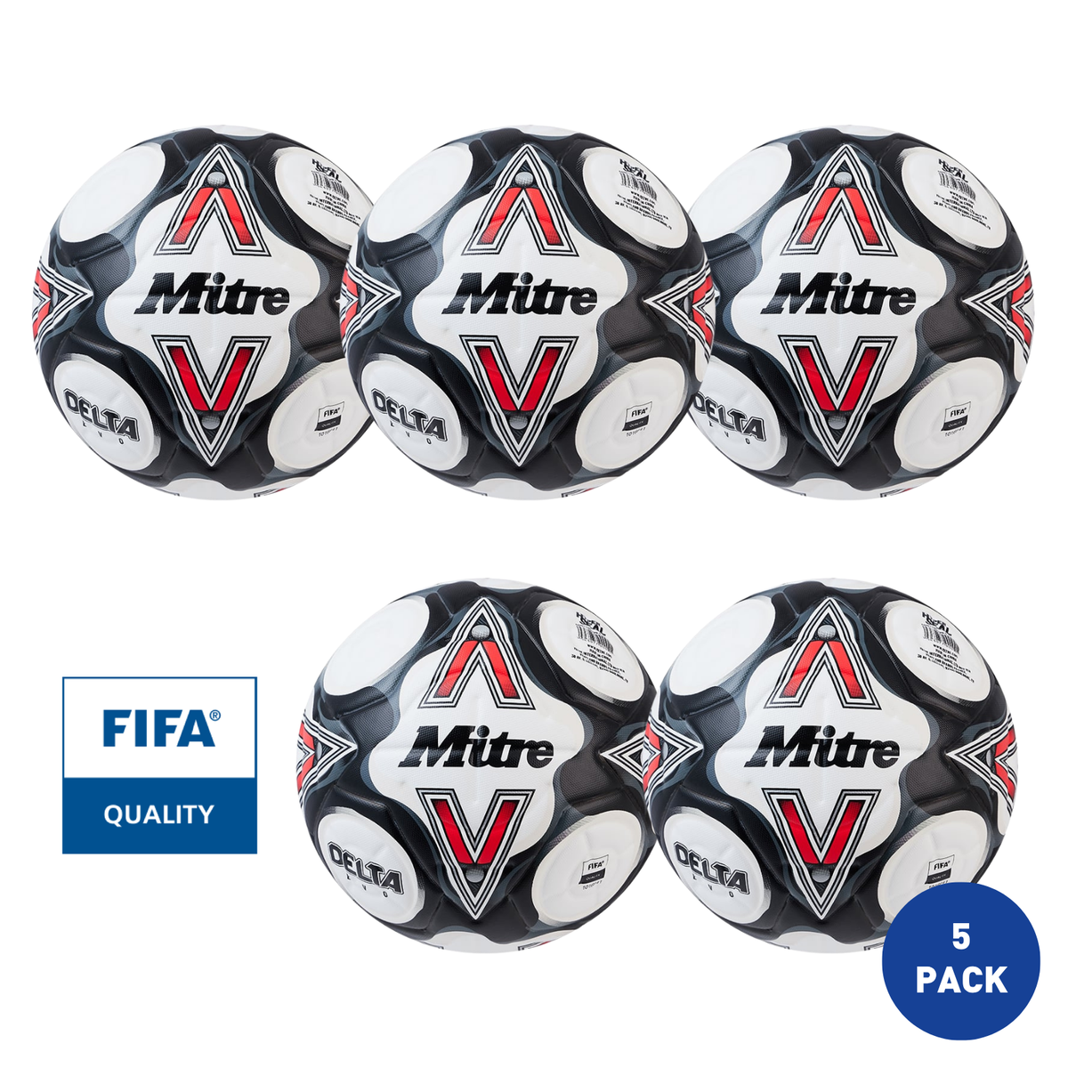 Mitre Delta Evo FIFA Quality Pro Football - 5 Pack