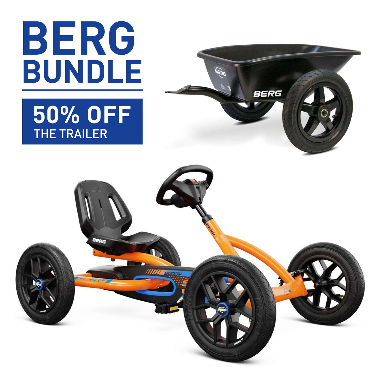 BERG Buddy B-Orange Go-Kart and Trailer