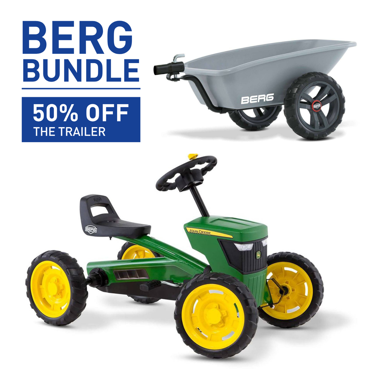 BERG Buzzy John Deere Go-Kart & Trailer