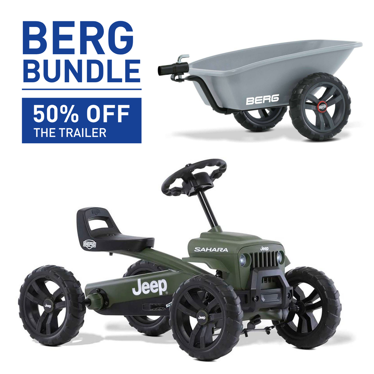 BERG Jeep® Buzzy Sahara Go-Kart & Trailer