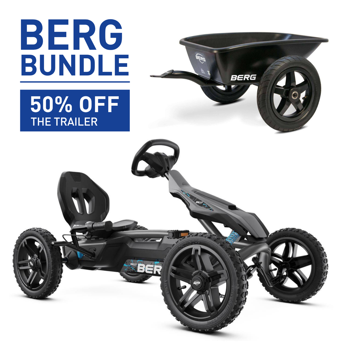BERG Rally DRT Black 3 Gears Go-Kart and Trailer