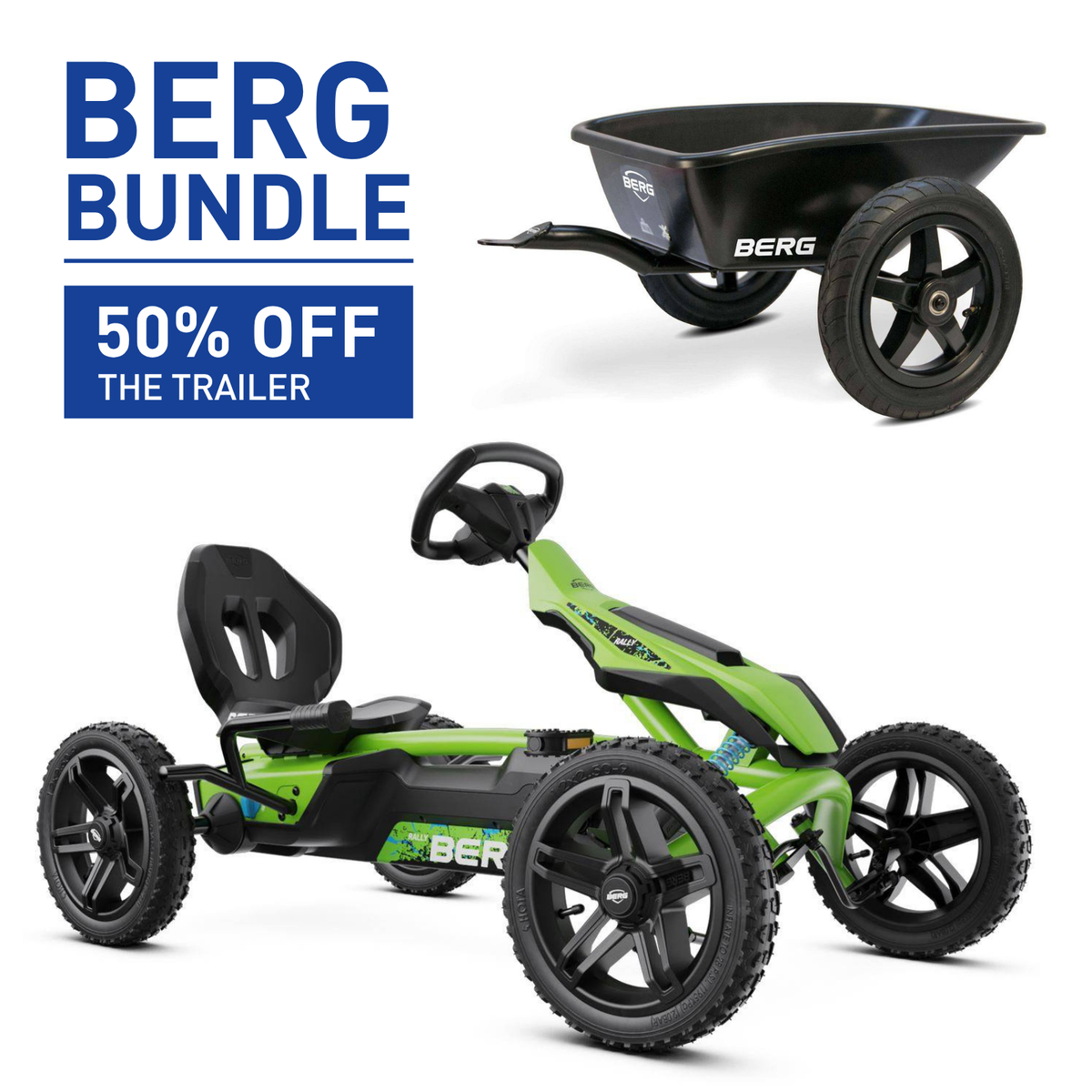 BERG Rally DRT Green Go-Kart and Trailer