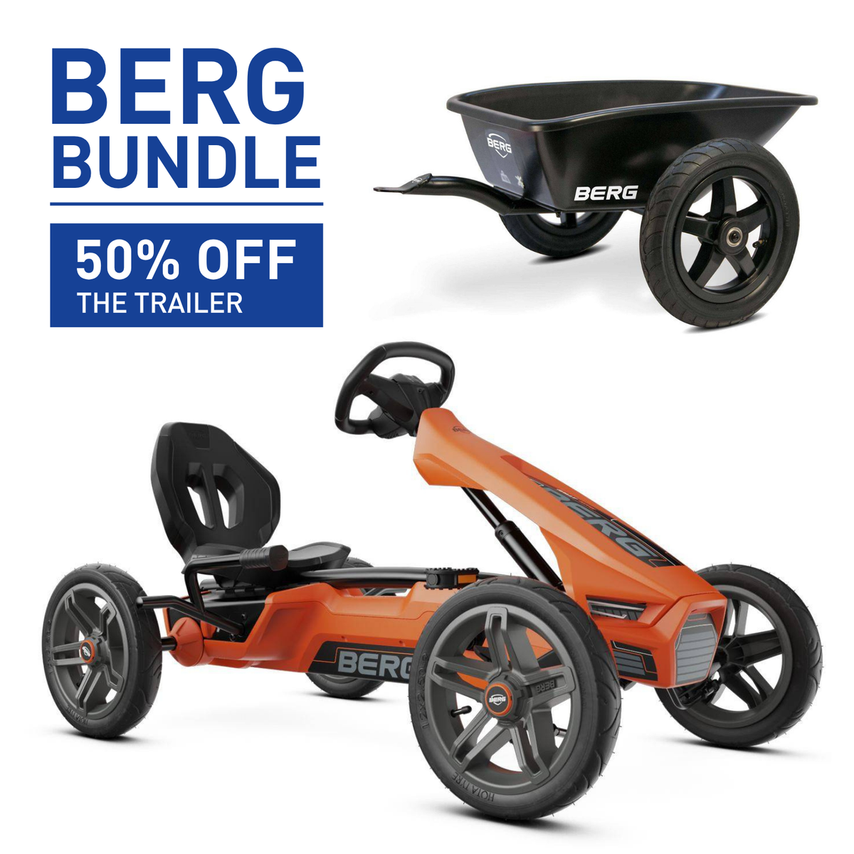 BERG Rally NRG Orange Go-Kart and Trailer