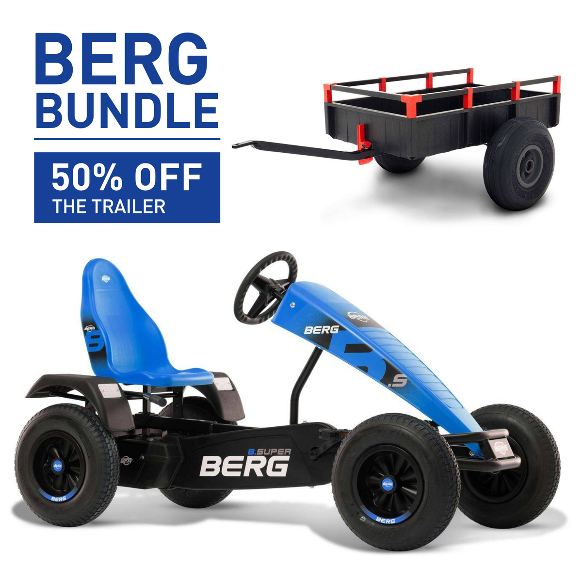BERG XL B.Super Blue BFR Go-Kart and Trailer