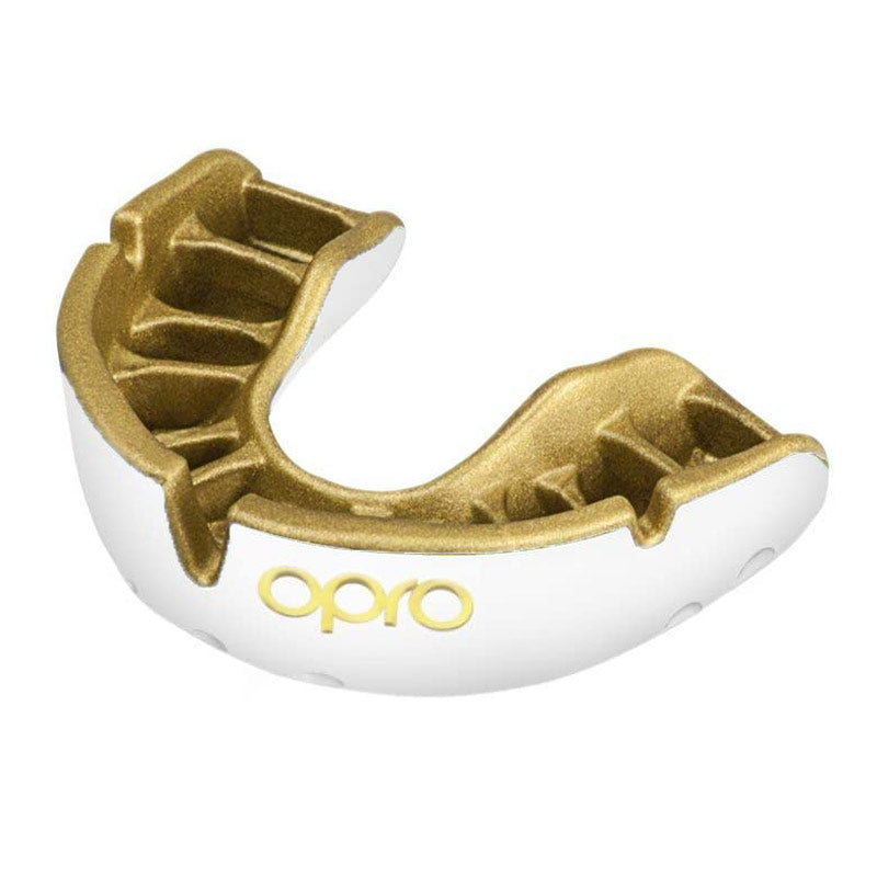 Opro Self-Fit Jnr M/guard Gold/Wht-NEW