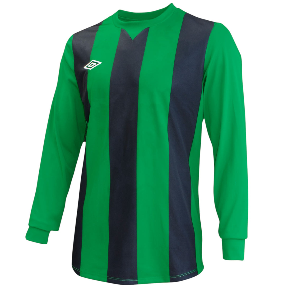 Umbro Striped Mens Long Sleeved Jersey in Green with Black Stripes