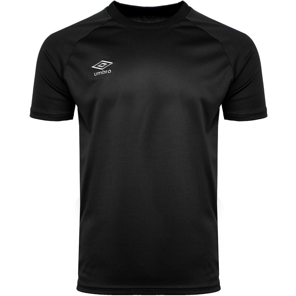 A black Umbro Core Poly T-Shirt with round neckline and short sleeves.