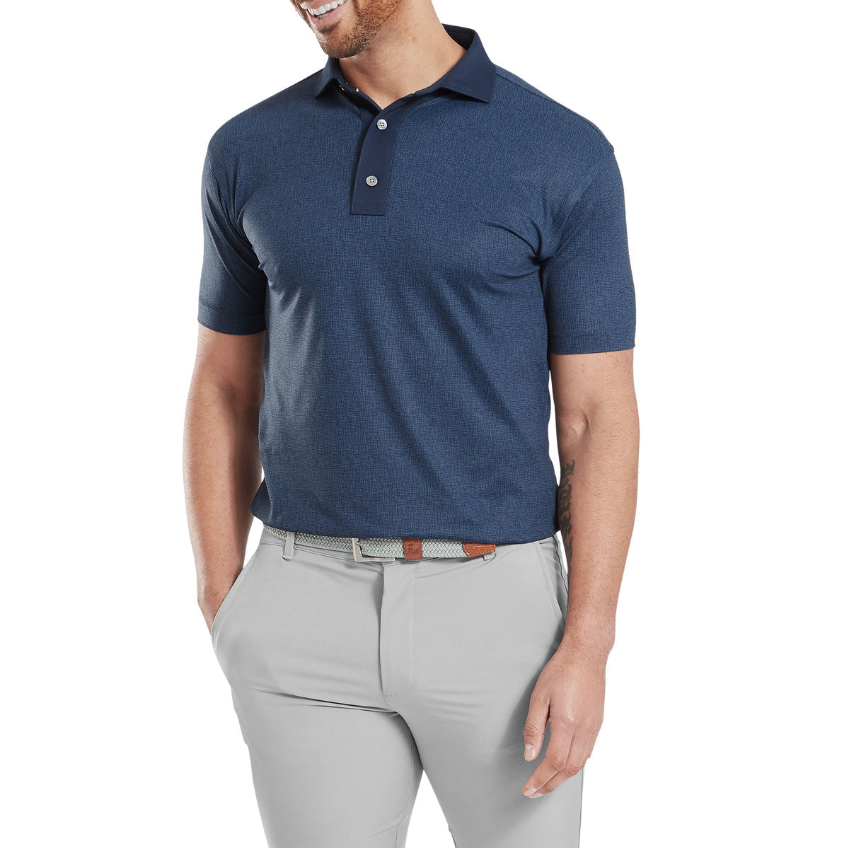 FootJoy Etched Texture Print Lisle Polo