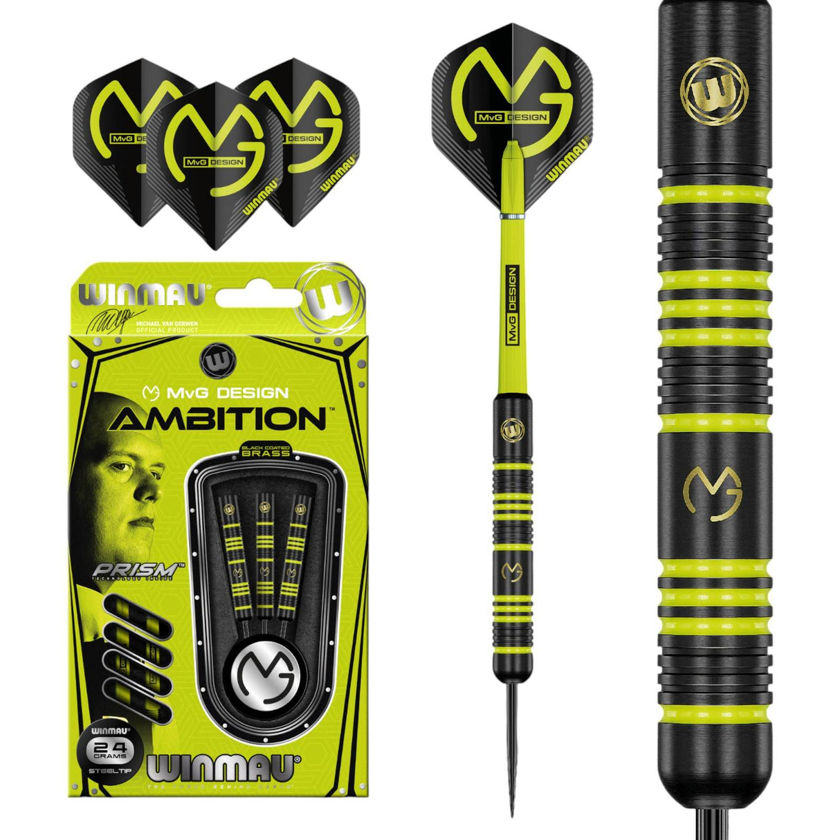 Winmau MVG Ambition 24G Brass Steel Tip Darts