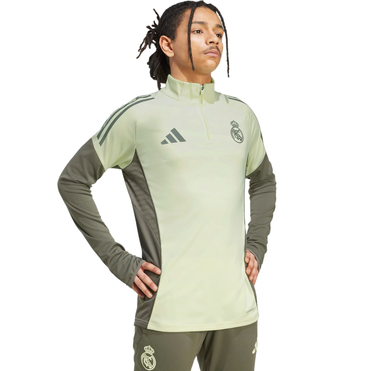adidas Real Madrid Football 2025/26 Adults Half-Zip Top Model Front Side View