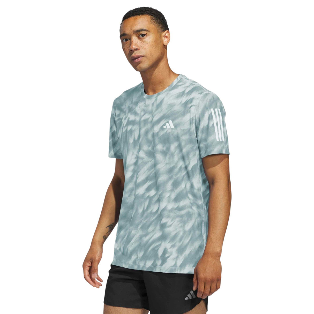 adidas Own The Run Mens Allover Print Running T-Shirt