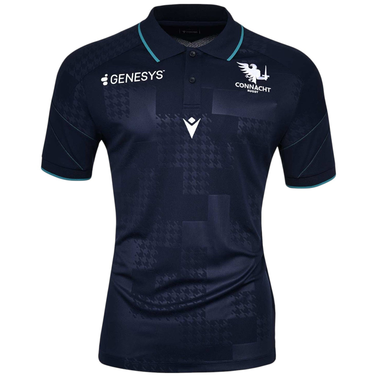 Macron Connacht Rugby 2025/26 Mens SS Travel Polo Shirt Front View