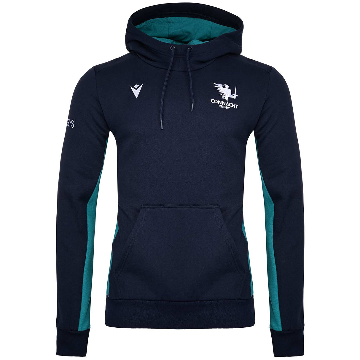 Macron Connacht Rugby 2025/26 Kids Pullover Travel Hoodie Front View