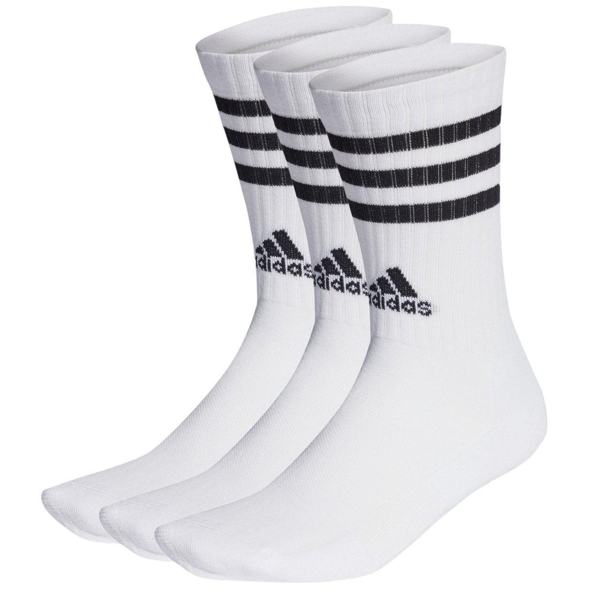 adidas Cushion Crew Length 3-Stripes Logo Socks - 3 Pack