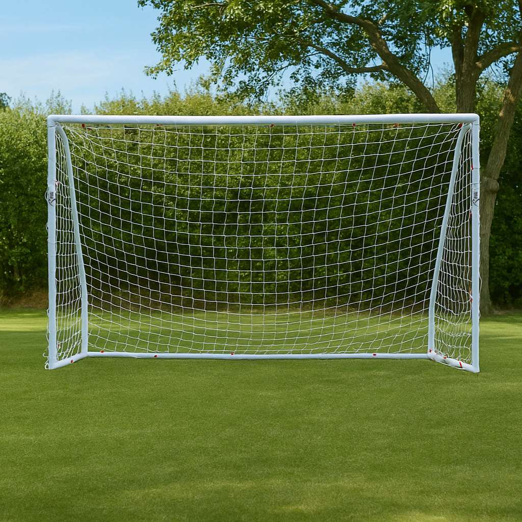 Rival 10ft x 6ft Outdoor PVC Football Goal Lifestyle Front View