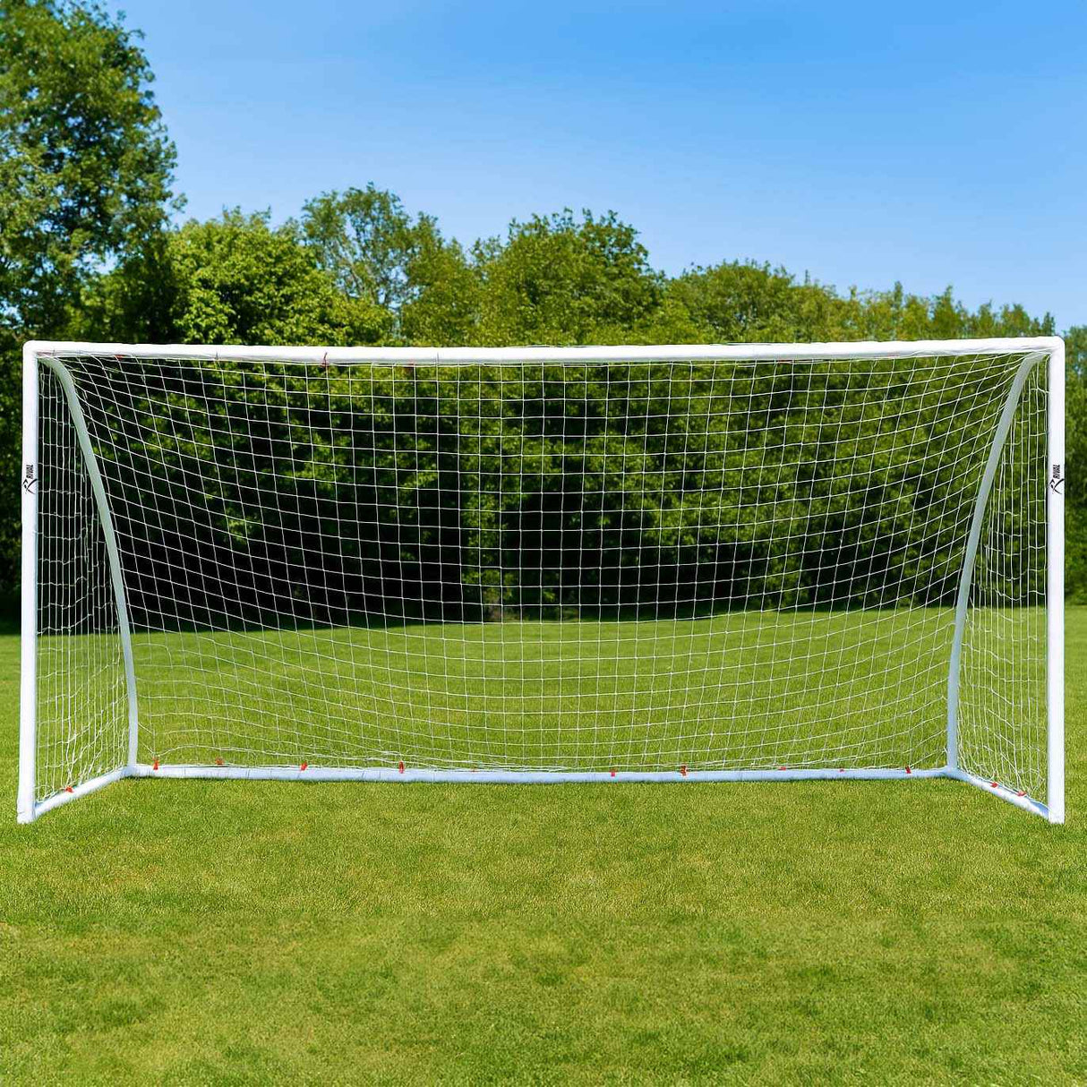 Rival 12ft x 6ft Outdoor PVC Football Goal Lifestyle Front View