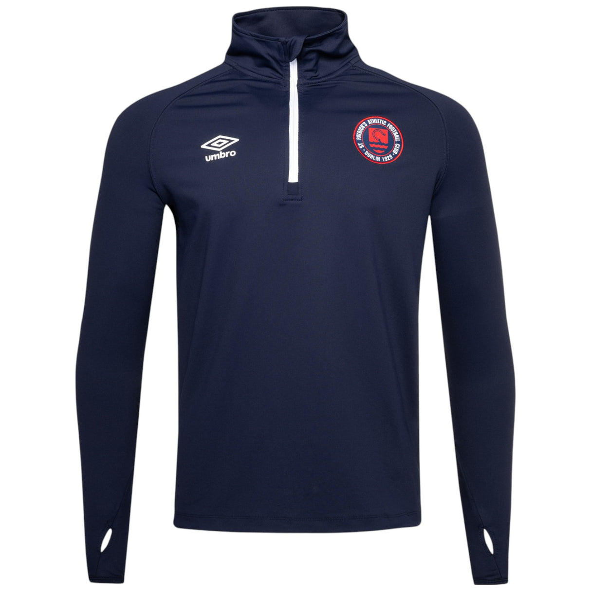 Umbro St Patricks Football Euro 2025 Kids Half-Zip Warm Up Top Front View