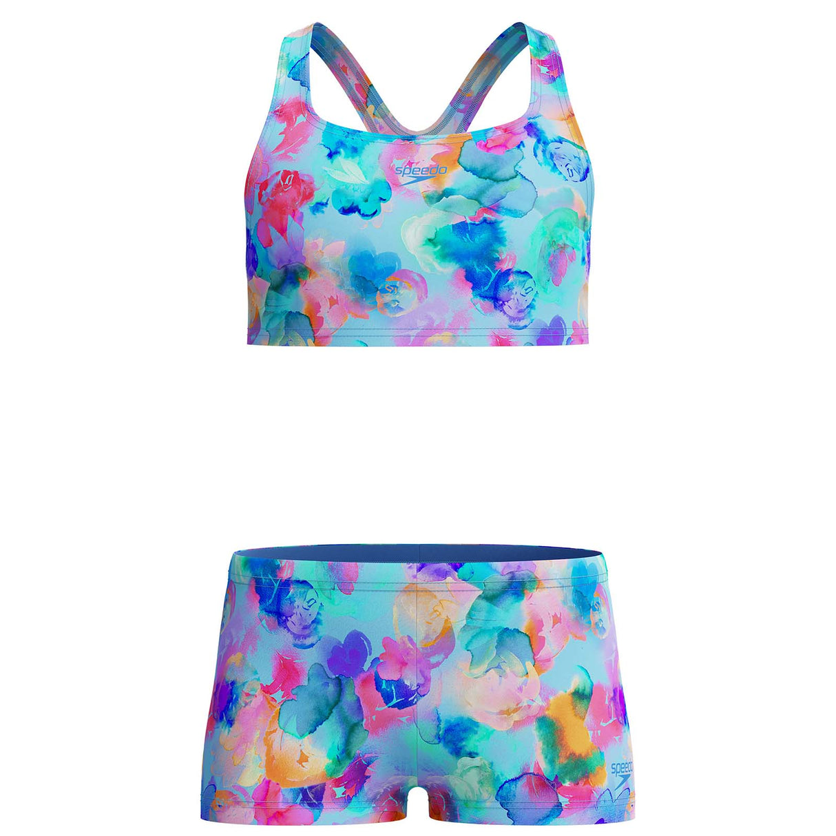 Speedo Girls Printed Racerback Two-Piece Bikini Set