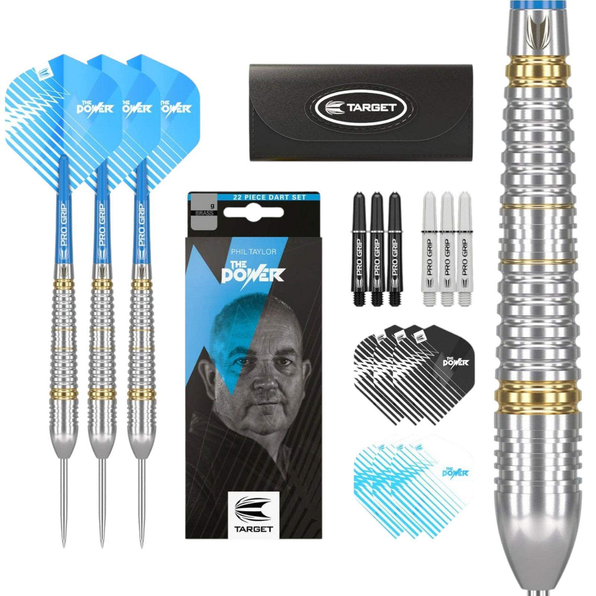 Target Darts Phil Taylor 'The Power' Brass 22G Steel Tip Dart Set