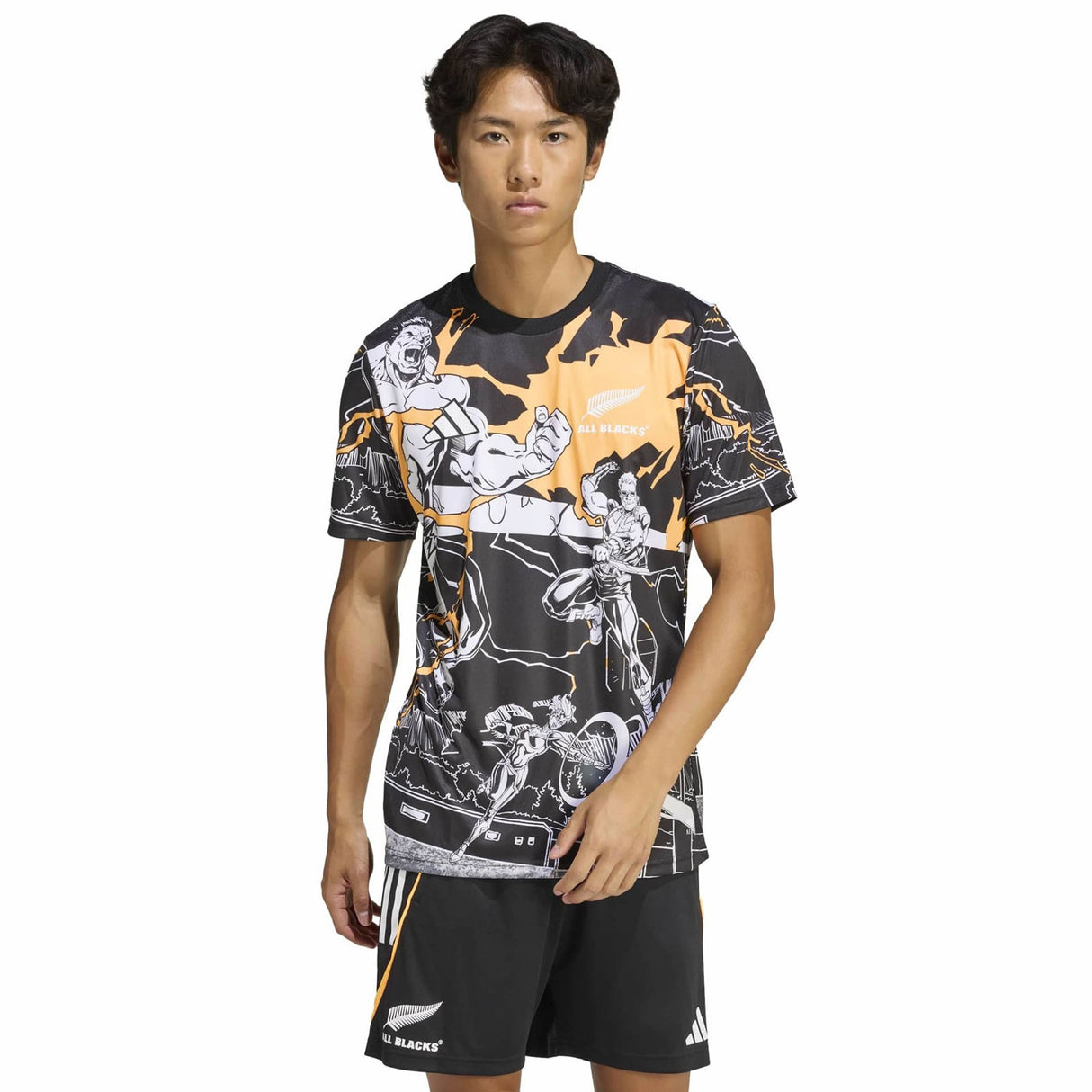 adidas All Blacks 2026 Marvel Captains Run Slim Fit Rugby Jersey