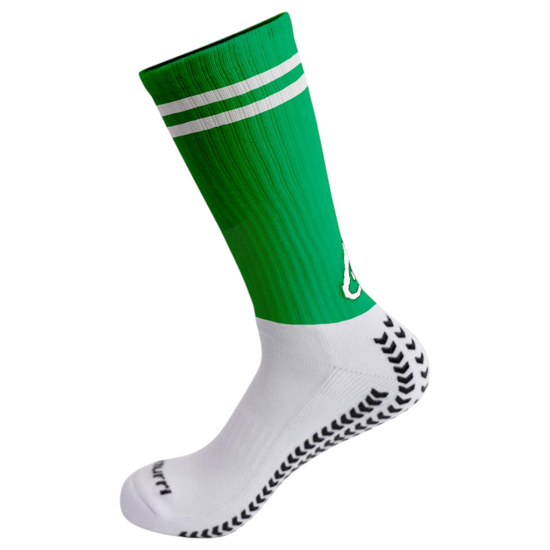 Azzurri Kid Grip Tec Sock Bttle Grn/Wht