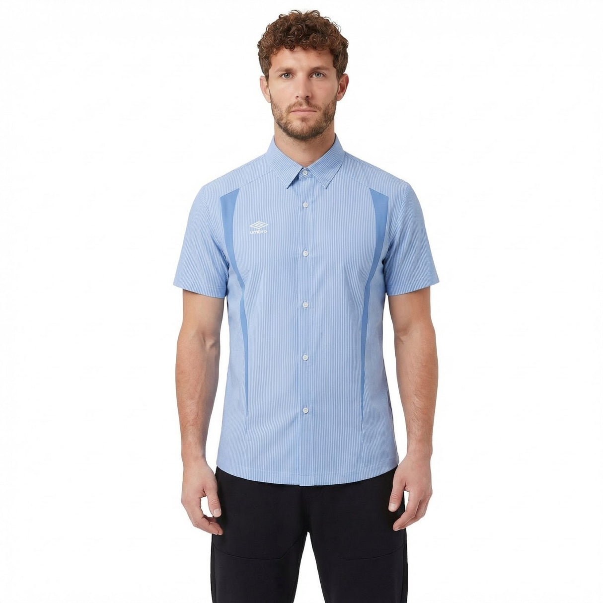 Umbro Short Sleeve Buttoned Mens Boxy-Fit Logo Shirt