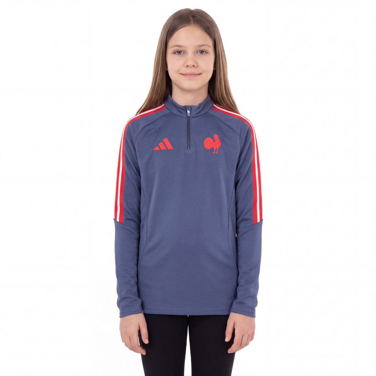 adidas France Rugby Kids Training Half-Zip Top