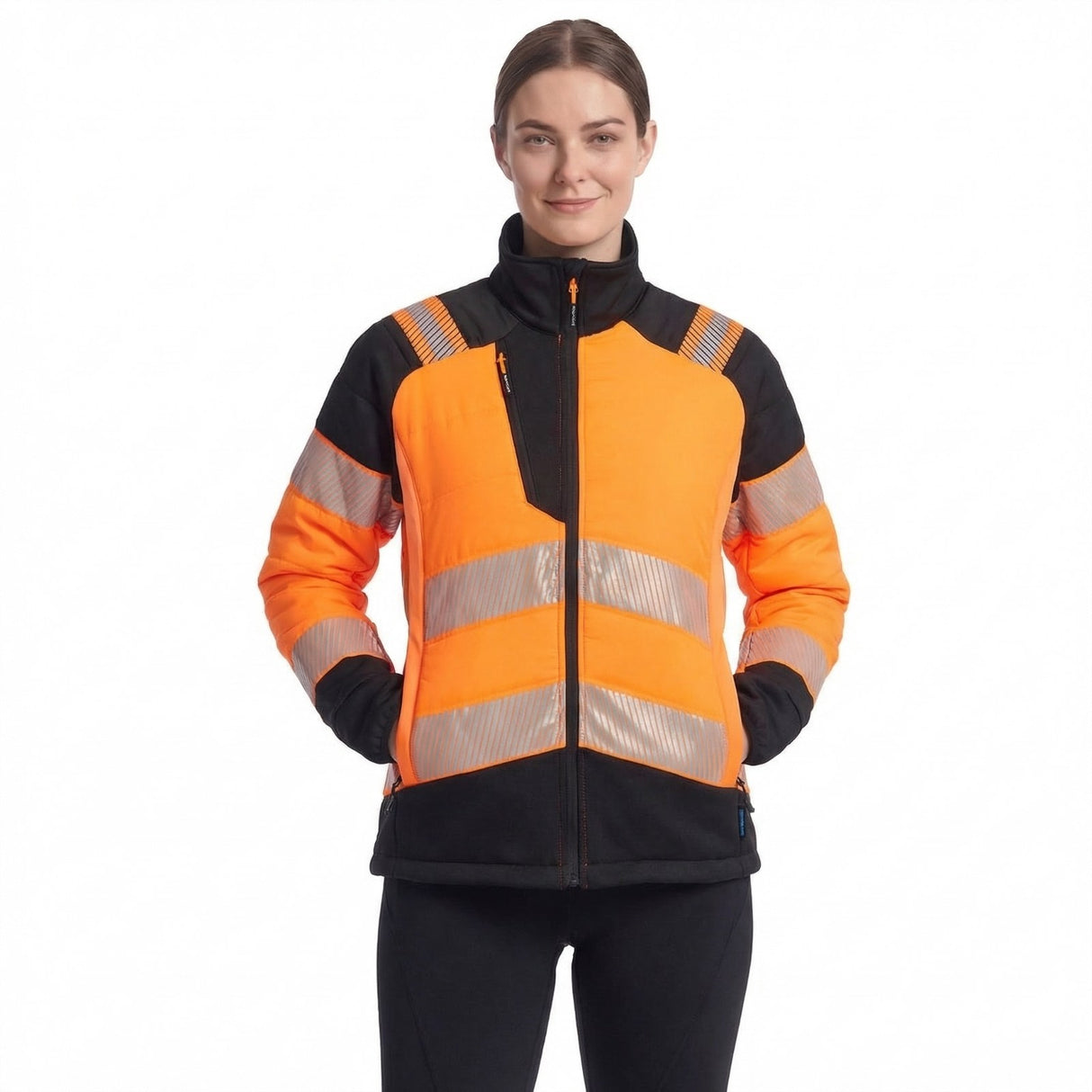 Portwest PW3 Hi-Vis Women's Hybrid Baffle Jacket Orange/Black
