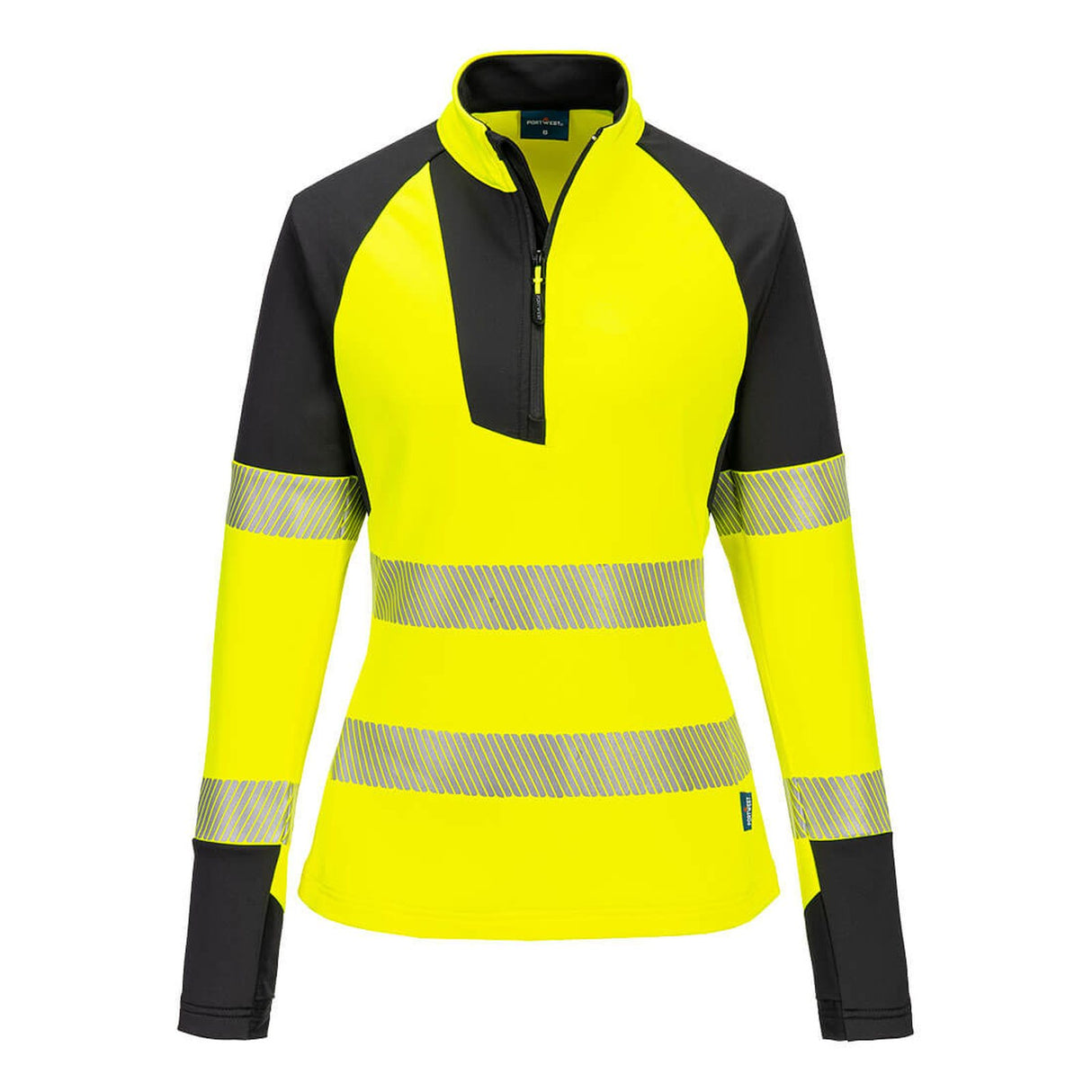 Portwest PW3 Hi-Vis Women's 1/4 Zip Sweatshirt Yellow/Black