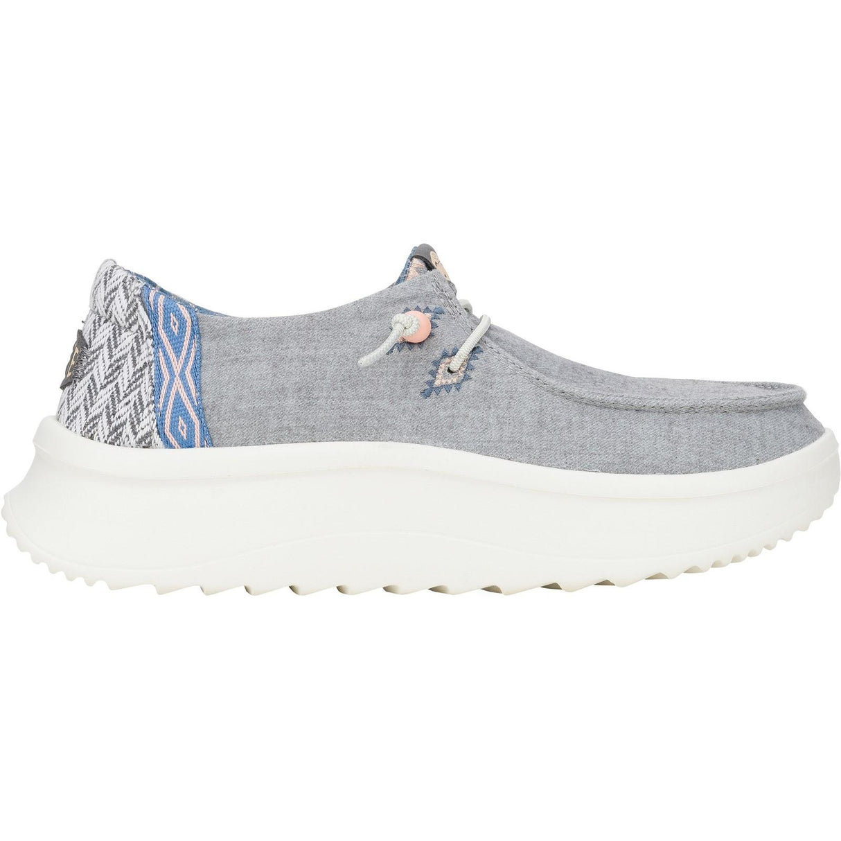 HEYDUDE Womens Wendy Peak Chambray Woven Shoes Grey
