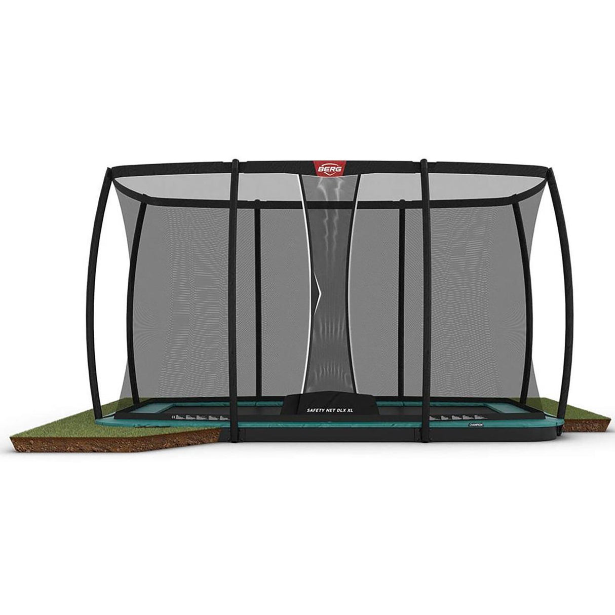 BERG Ultim Champion FlatGround 410 Trampoline Green + Safety Net DLX XL