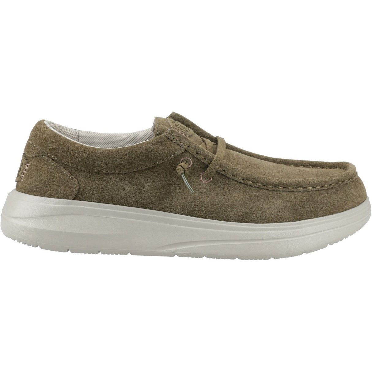 HEYDUDE Mens Wally X Suede Shoes Dark Olive/Stone Grey