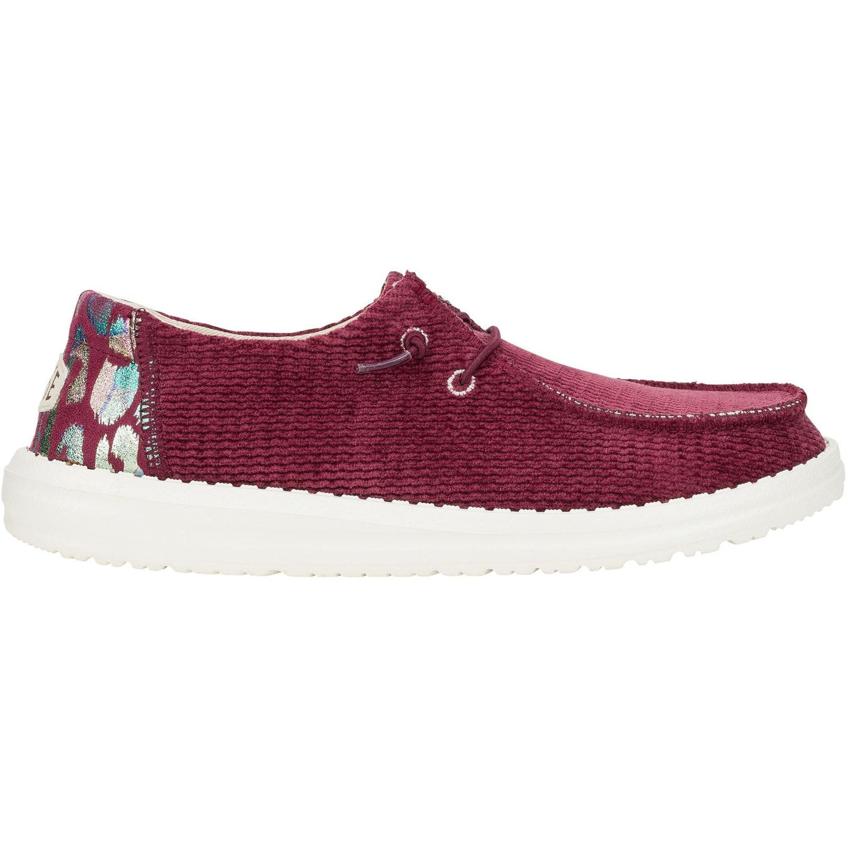 HEYDUDE Womens Wendy Corduroy Leo Shoes Burgundy