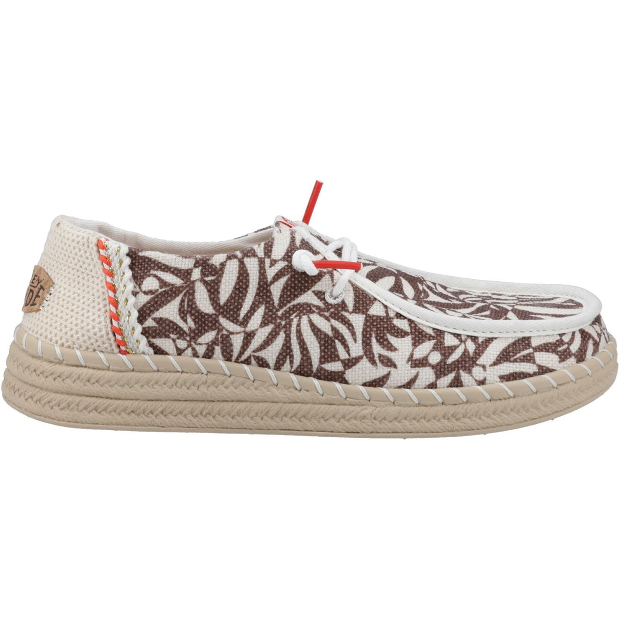 HEYDUDE Womens Wendy Espadrille Retro Palm Shoes Downtown Brown/Egret