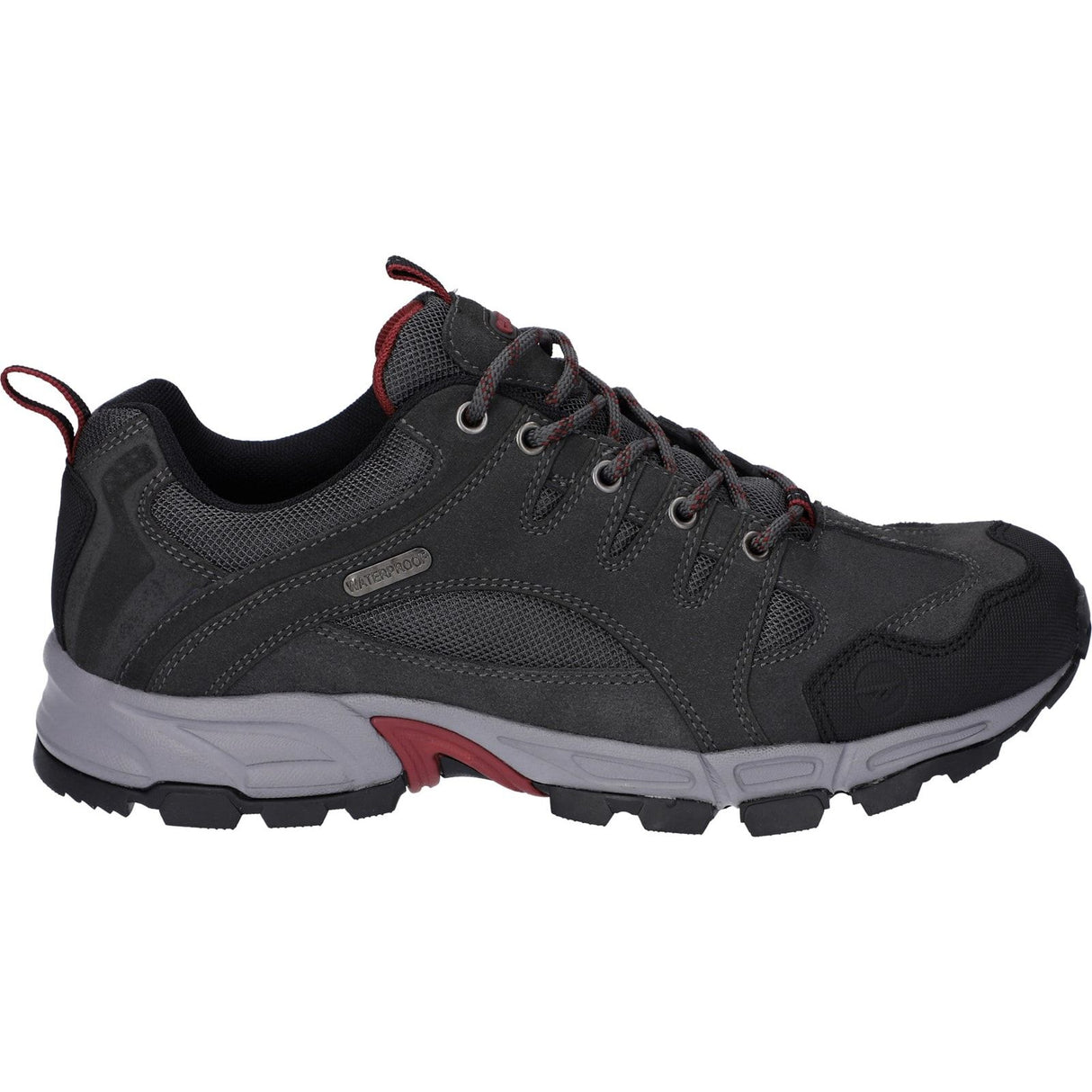 Hi-Tec Mens Auckland Lite Shoes Graphite Grey/Dark Red