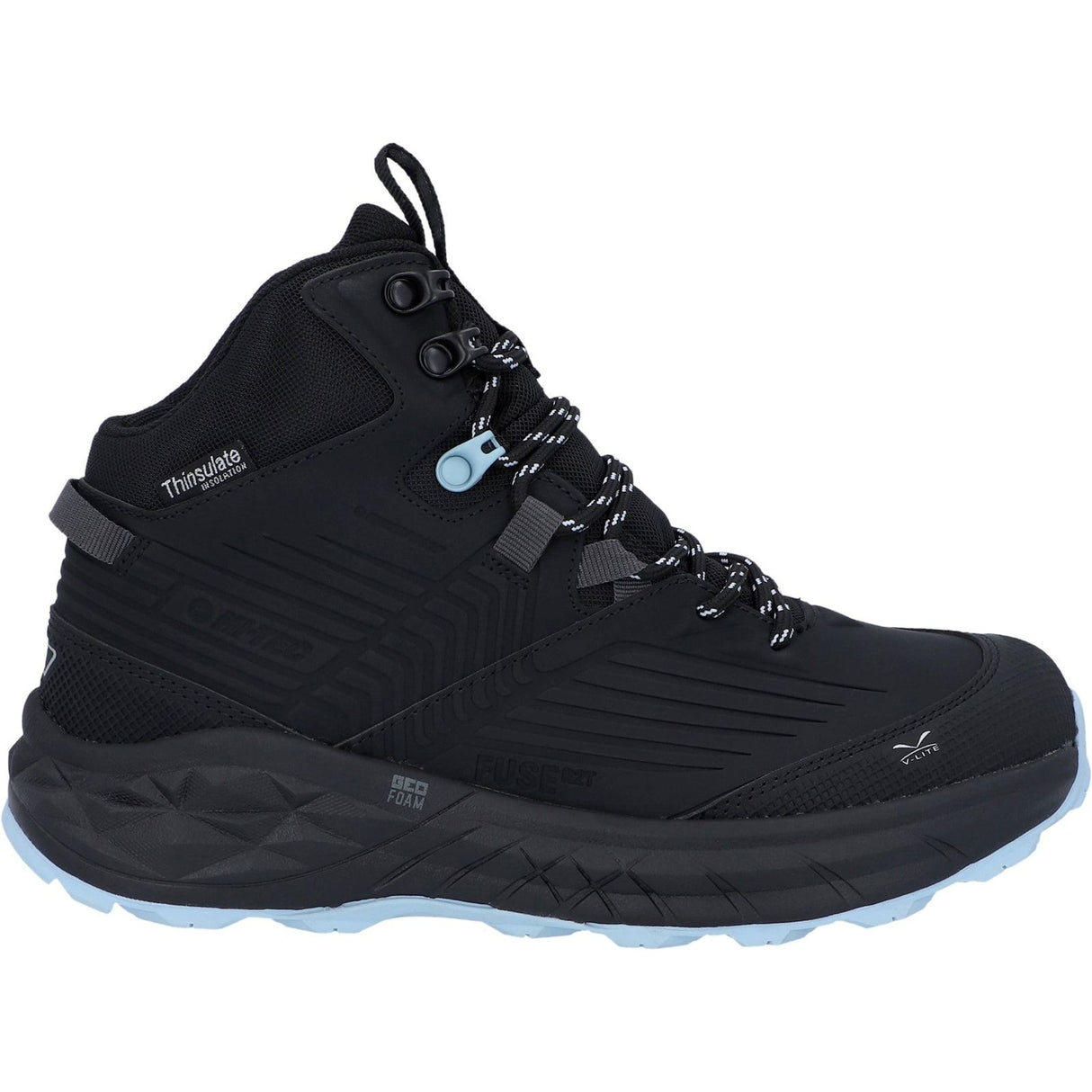 Hi-Tec Womens Fuse Trek Mid Hiking Boots Black/Blue Fog