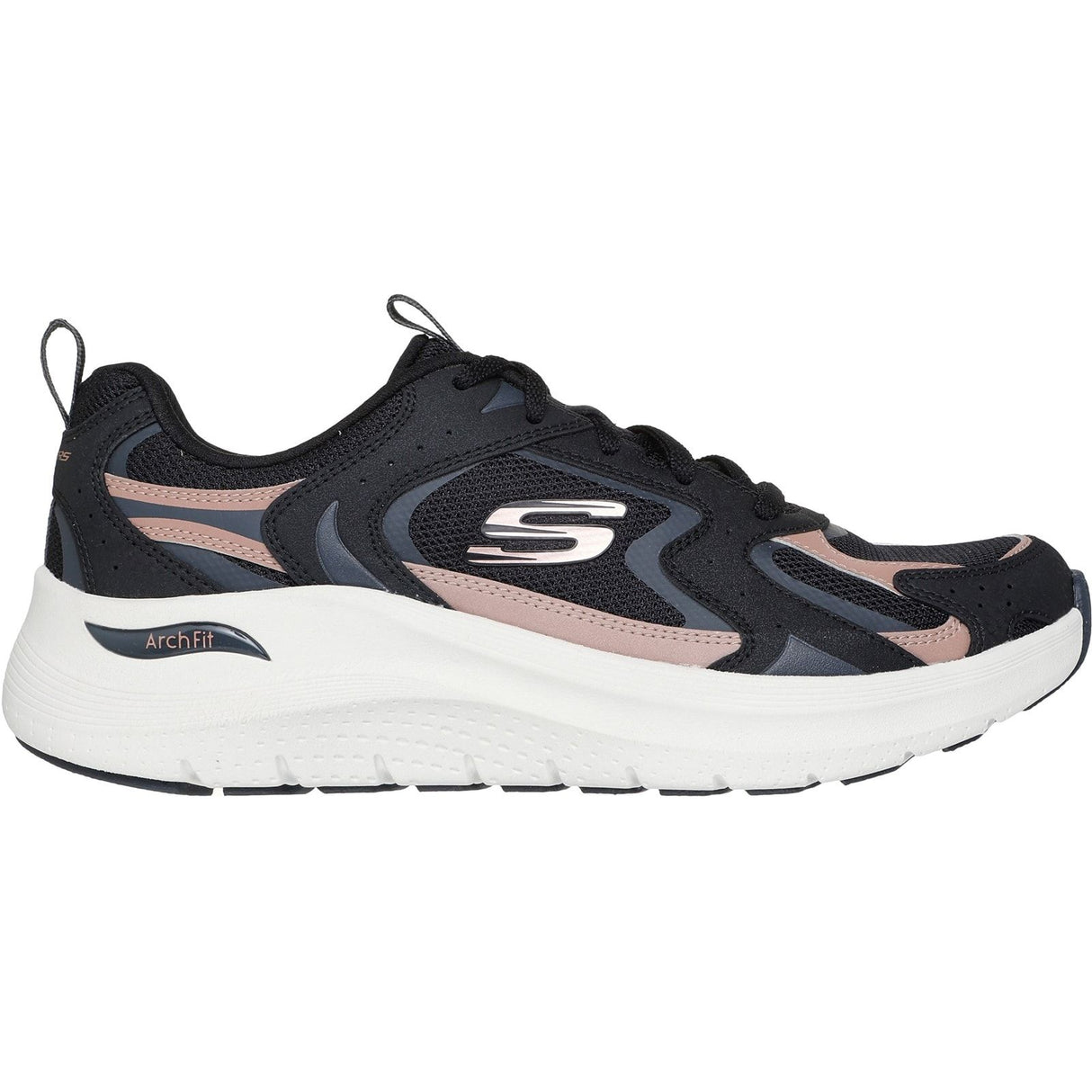 Skechers Womens Arch Fit 2.0 Vintage Luxe Trainer Black/Rose Gold