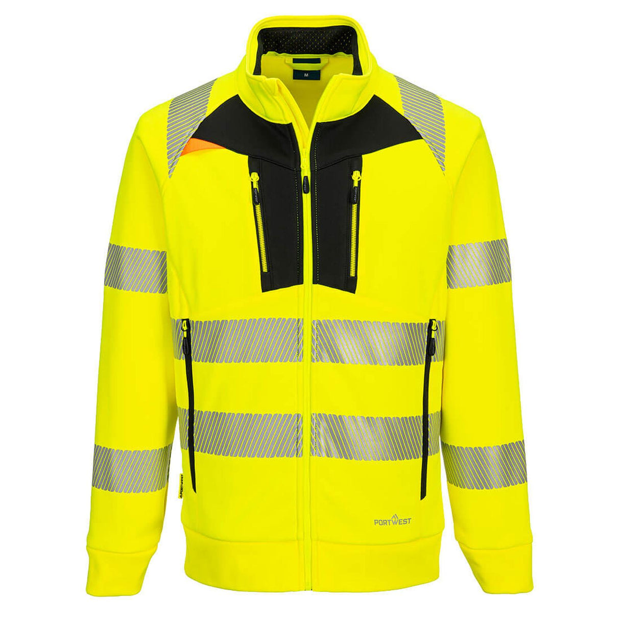 Portwest DX4 Hi-Vis Funnel Neck Zipped Sweatshirt Yellow/Black