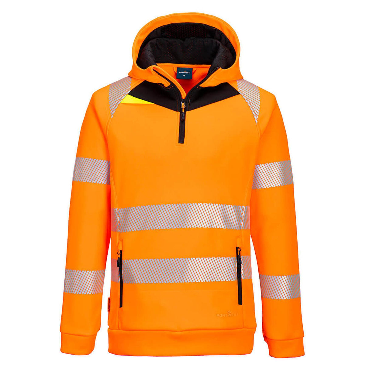 Portwest DX4 Hi-Vis 1/4 Zip Hoodie Orange/Black