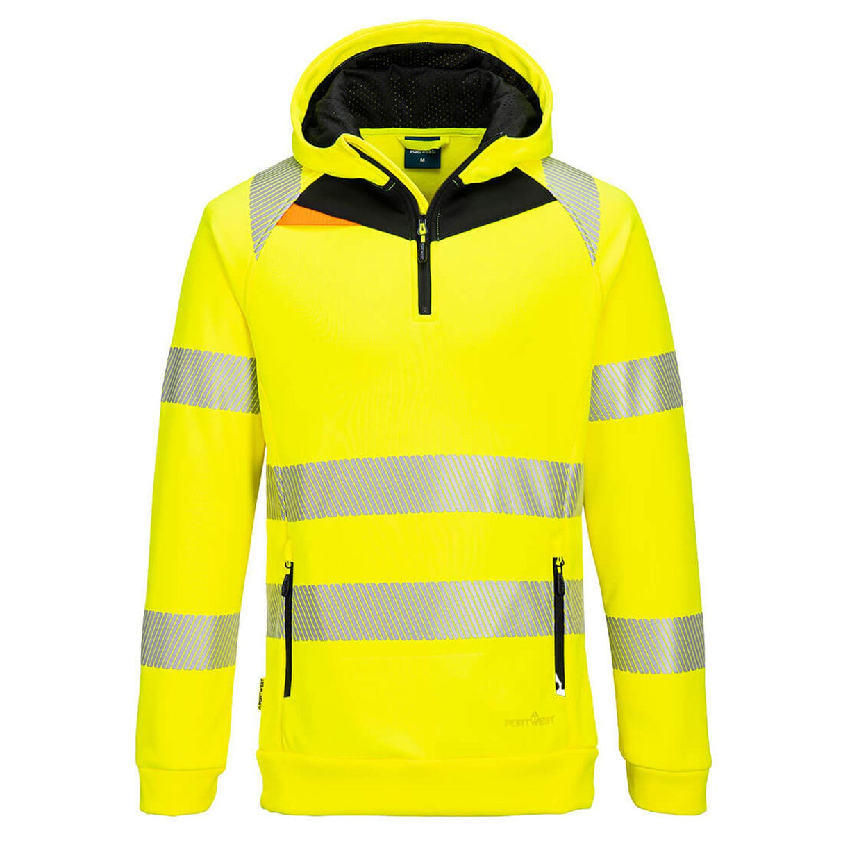 Portwest DX4 Hi-Vis 1/4 Zip Hoodie Yellow/Black