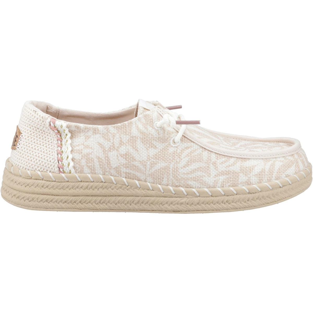 HEYDUDE Womens Wendy Espadrille Retro Palm Shoes Pale Pink/White