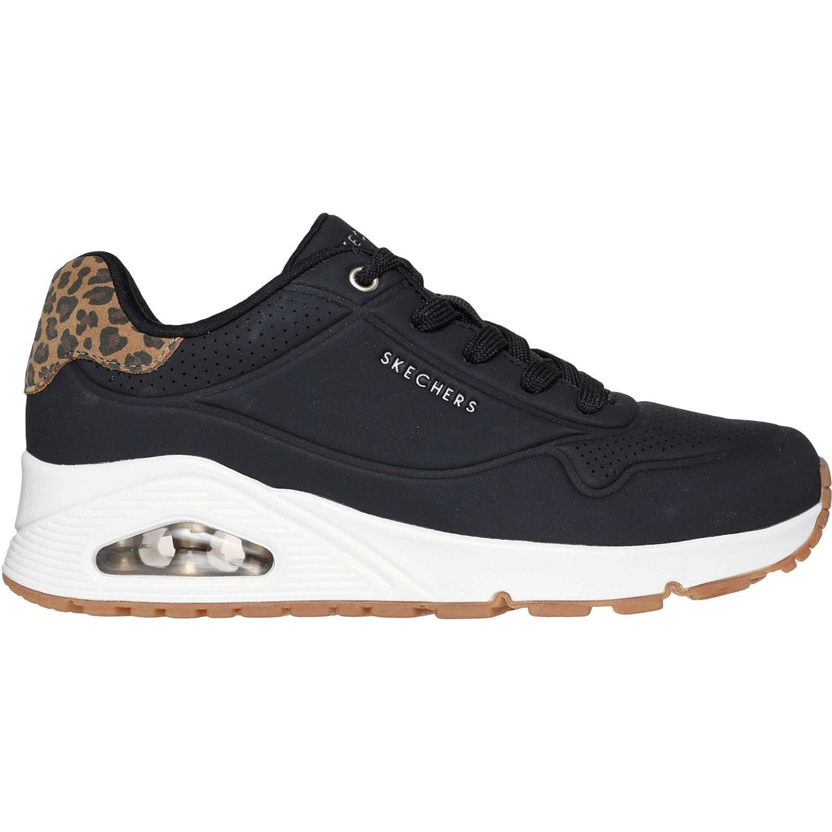 Skechers Womens UNO - Jungle Nite Trainer Black/Leopard